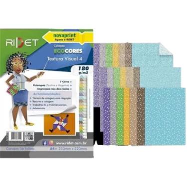 Imagem de Papel Bloco Ecocores A4 Textura Visual 4-7 Cores 3 Estampas 180g 36 folhas Frente e Verso
