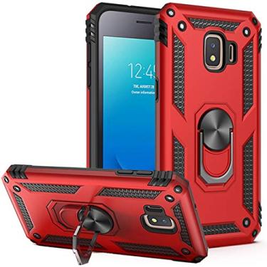 Imagem de Yerebel Capa para Galaxy J2 Core/J2 2019/J2 Pure/J2 Dash/J2 Shine, [grau militar] [anel de metal] [suporte magnético] capa protetora resistente para Samsung Galaxy J2 vermelha