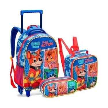 Imagem de Kit Mochila Rodinha Grande Patrulha Canina Lancheira Estojo  - SEANITE