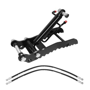 Imagem de Clipe de polegar hidráulico para acessórios de mini escavadeira, garra de metal com 2 mangueiras M14 e 2 pinos de ligação, clipe de polegar hidráulico sem suporte em forma de L para miniescavadeiras