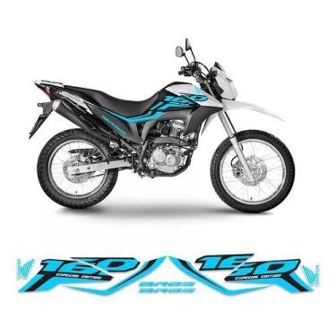 Imagem de Kit Adesivos Carenagem Nxr 160 Bros Azul Preto Para Verniz - Resitank