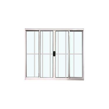 Imagem de Janela 4 Folhas Com Grade 120X120 Alumínio Branco Linha Esmeralda - Br