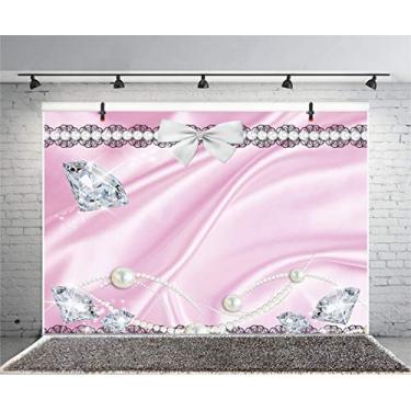 Imagem de Leyiyi 2,1 x 1,5 m de Fundo de Bijuteria de Diamante Brilhante, Colar de Pérola Ornamentos de Fita Fashion Lady Dress Up Pano de Fundo Infantil Aniversário Bebê Casamento Foto Retrato Vinil Estúdio