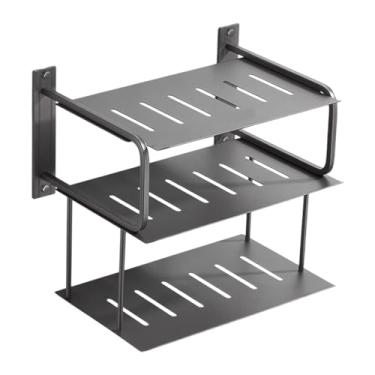 Imagem de Ioensy 3 camadas prateleira de projetor para o porta -roteador de parede titular do projetor fácil de instalar organizador de caixas de armazenamento para, Cinza