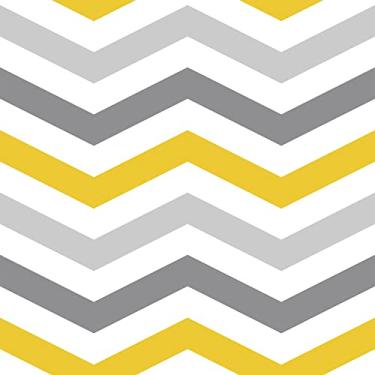Imagem de Papel De Parede Adesivo Chevron Cinza Amarelo Listras 3m