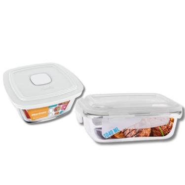 Imagem de Conjunto Pote Facilita 2L + 1 Pote Vidro Tampa Hermetico 1040ml - POTE