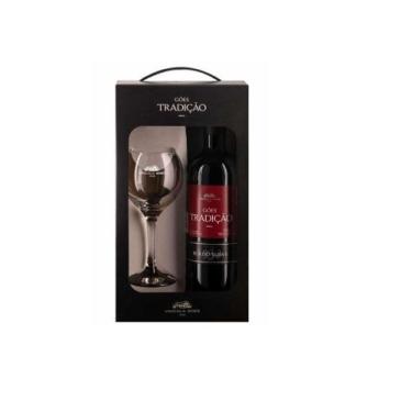 Imagem de Kit Vinho Tradição Bordô Tinto Suave com 1 Taça - 750ml - Góes