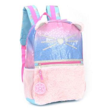 Imagem de Mochila Notebook Gatinho Up4you Orelha Gato E Pelúcia - Luxcel, Rosa