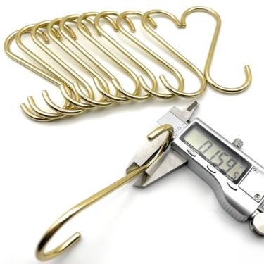 Imagem de DaylyFav Ganchos S de latão de cobre sólido de 4 mm de diâmetro, pacote com 10, ganchos grandes em forma de S de 10 cm para pendurar canecas de café, utensílios de cozinha, trilhos, jeans, calças