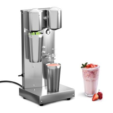 Imagem de GOOFCXO Máquina De Milkshake Máquina De Milkshake Comercial Máquina De Milkshake De Aço Inoxidável Máquina De Milkshake Dupla Cabeça Retro Máquina De Milkshake Elétrica Com 2 Velocidades, Copo Extra