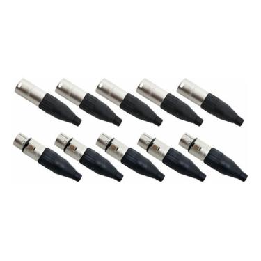Imagem de Kit 10 Conector Xlr Canon Macho E Femea Niquelado Sa2X