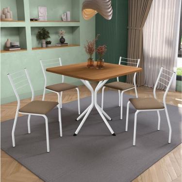 Imagem de Mesa de Jantar 4 Lugares Natalia Branco/Canela/Bege - Kappesberg Crome