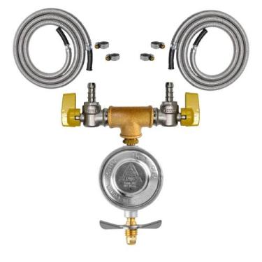 Imagem de Kit Instalação Fogão Forno Válvula Duas Saídas Gás 2,5m e 4m - Renogás