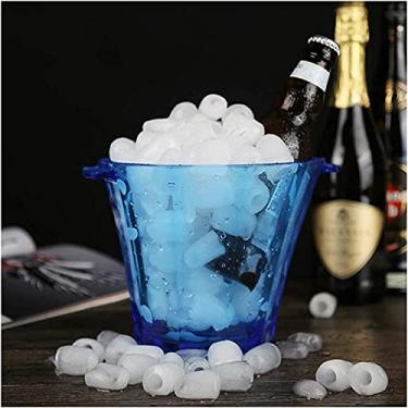 Imagem de FTOQWZXV Balde de gelo, balde de vinho isolado acrílico de 3,2 L, balde de gelo ideal mantém o gelo congelado por mais tempo para festas, alça de transporte fácil, para cubos de gelo garrafas de