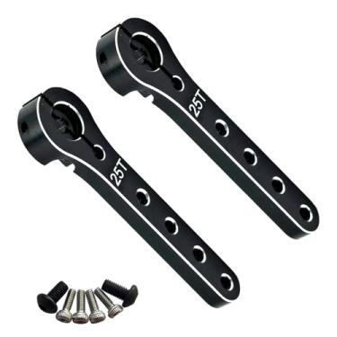 Imagem de 2pcs Aluminum 25T Servo Horn 56mm M2.5 Thread Metal 25 Teeth Extension Steering Servo Arm Compatible with 30-100CC Balsa Airplanes RC Plane Helicopter Car (Black)