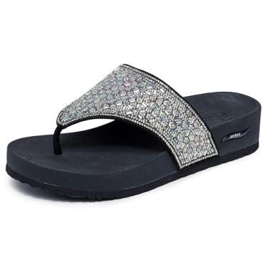 Imagem de Skechers Chinelo feminino Vinyasa-Glam Time com ajuste de arco, Preto/Multi, 40