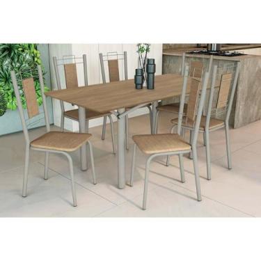 Imagem de Sala de Jantar Completa Elba c/ Tampo de Madeira 160cm e 6 Cadeiras Fl