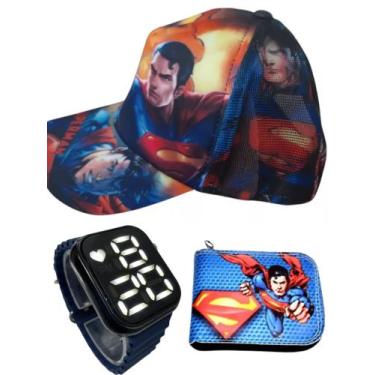 Imagem de Boné carteira Superman mas relógio digital a prova d agua smart infant