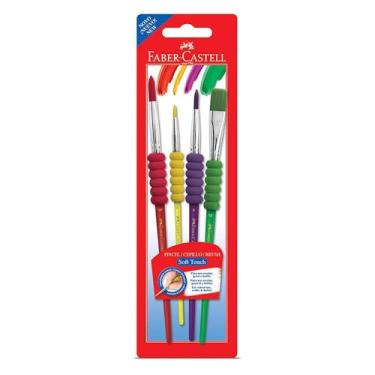 Imagem de Pincel Soft Touch, Faber-Castell, 181600, Multicor, pacote de 4