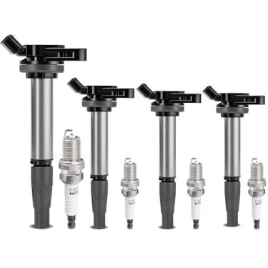 Imagem de FFFauto Conjunto de 4 bobinas de ignição e velas de ignição de irídio compatíveis com Toyota Corolla 2009-2018 Matrix Prius C-HR e Lexus CT200h 2011-2017 substitui # UF596 96339
