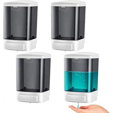 Imagem de CATTREES Dispensador de sabão para parede de 1000 ml – Dispensador de líquido de plástico resistente comercial para sabonete, xampu, desinfetante para as mãos – Bomba manual para banheiro, cozinha
