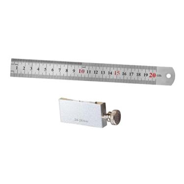 Imagem de Generic Régua de aço inoxidável com de riscador, régua de metal com cursor de localização, portátil e leve, 2 em 1 para marcenaria, Régua de Bloco de 20