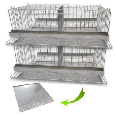 Imagem de Kit 2 Gaiola Codorna Gigante Postura Viveiro Bandeja 40 Aves Poedeira Bateria (SEM BASE)