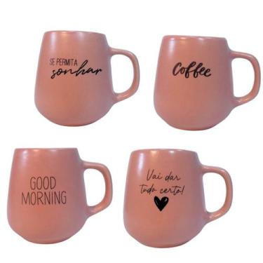 Imagem de Jogo 4 Caneca Bojuda 260ML Porcelana Fosca Para Cappuccino - So Arts, 