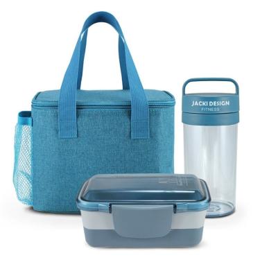 Imagem de Conjunto De Bolsa Térmica, Pote De Marmita 2 Andares E Garrafa 430 Ml Concept Azul