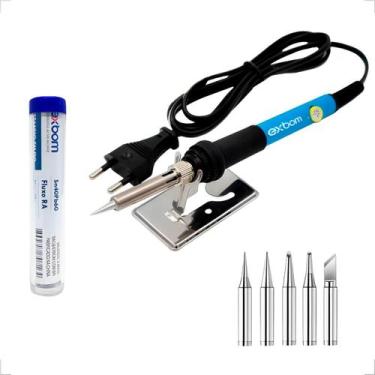 Imagem de Kit Ferro De Solda Soldar Ajustável 60w e Estanho 127/220v - Exbom, 11