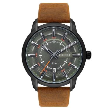 Imagem de Relógio ORIENT masculino verde couro marrom MPSC1006 E1MX