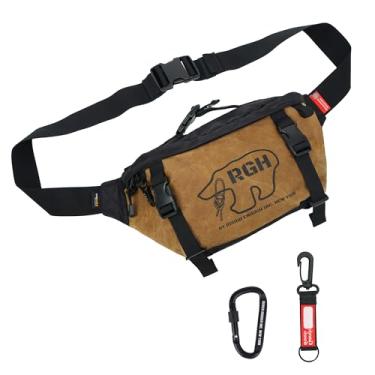 Imagem de Pochete tática masculina Rough Enough tiracolo grande bolsa de cintura para homens, Marrom, Large, Pochete masculina transversal