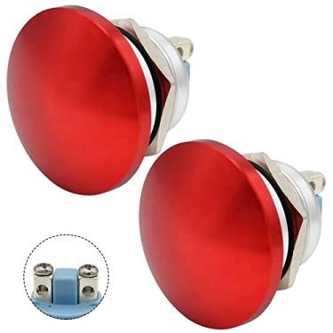 Imagem de ZJWZJH(2 Pcs) Botão de Pressão Cogumelo 22 Mm À Prova D'Água 1No Spst Botão de Partida Momentâneo Liga/Desliga 7/8'' Terminal de Parafuso de Montagem 5 Amperes 5 V12 V24 V110 V120 V Ej22-241A(Vermelho
