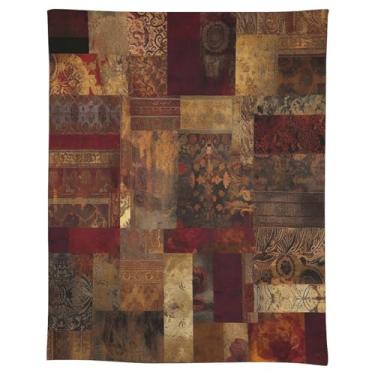 Imagem de JKLQWH Toalha de mesa retangular com padrão de patchwork à prova de derramamento toalhas de mesa de linho antirugas para jantar, capa de mesa de tecido decorativo, capa de mesa lavável em tecido de