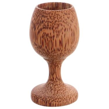 Imagem de Ciieeo Taça de madeira de coco copo de vinho de madeira natural pé alto elegante sem haste para água Te