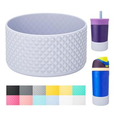 Imagem de Bluwing Bota de silicone para garrafa de água infantil Owala 14/453.6 g, capa protetora antiderrapante para Owala Kids Tumbler 340 g, copo Stanley 567.0-1,134 g (cinza claro)