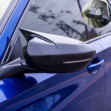 Imagem de Boltry Plástico ABS Engineering Plastics, impressão de fibra de carbono, cromada, porta de automóvel, chifre de boi lateral, espelho retrovisor para Honda 10th Accord 2018 2019 2020 (fibra de carbono, preto)