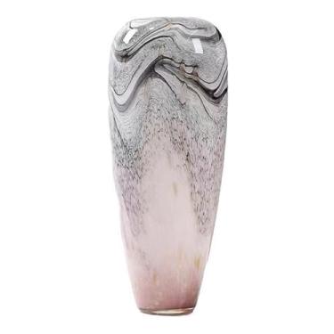 Imagem de Scizorito Vaso de cristal enorme, vaso de arte para pintura a tinta, estilo luxuoso leve para decoração de casa, peça central, escritório, flores e botões (rosa grande)