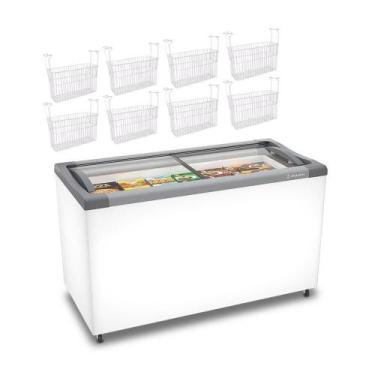 Imagem de Kit - Freezer Horizontal Tampa De Vidro 318 Litros Nf40 127v + 8 Cesto