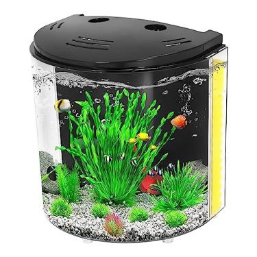 Imagem de AQUANEAT Tanque de peixes, aquário de 1,2 galão, kit inicial de aquário pequeno Betta com luz LED e bomba de filtro de água, redondo