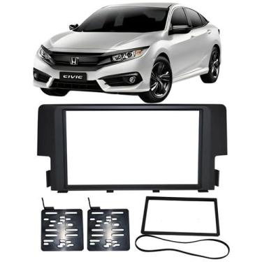 Imagem de Moldura 2 Din Civic 2017 à 2021 Preta Painel Central Multimidia Mp5 So