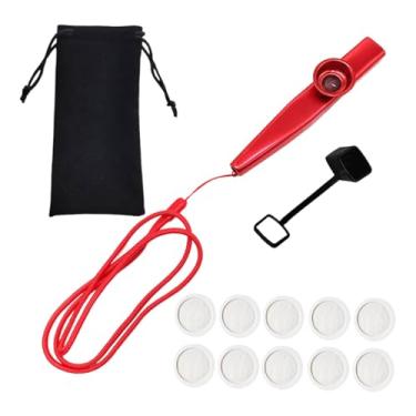 Imagem de Milageto Suporte para Flauta Kazoo com Bolsa de Armazenamento E Corda de Pescoço para Instrumento Musical Infantil, vermelho