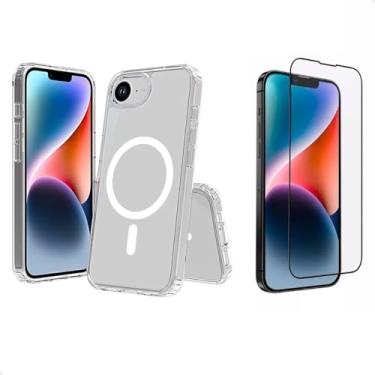 Imagem de Kit Capa Capinha para [iPhone 16e] MagSafe Transparente Magnética + [Película Cerâmica] 5D 9D | Clear Case Slim Premium com Proteção Completa Anti Impacto e Riscos