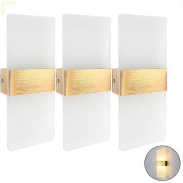 Imagem de Kit 3 Arandela Cabeceira Acrilico Jateado Led Integrado - Acende A Luz