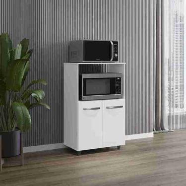 Imagem de Balcão Multiuso Tais para Forno e Microondas 2 Portas - Branco