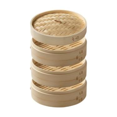 Imagem de AFXGUSD Vaporizador de Bambu para Cozinha Chinesa Asiática, Utensílios de Cozinha Multiuso, Cesta para Cozimento a Vapor de Pães Artesanais, Vaporizador de Bo, 30cm 3 camadas