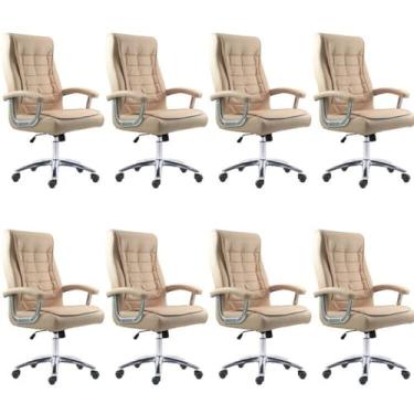 Imagem de Kit 8 Cadeiras Big Mola Ensacada Escritório Pres Giratória em Couro com Nr17 Espresso Móveis Fendi