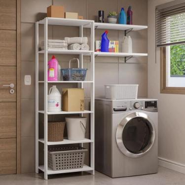 Imagem de Estante Armário Multiuso e Prateleiras para Lavanderia 139 cm Valencia