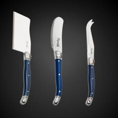 Imagem de Jogo De Facas Laguiole Para Corta Queijo 3 Artigos Com Bandeja De Made