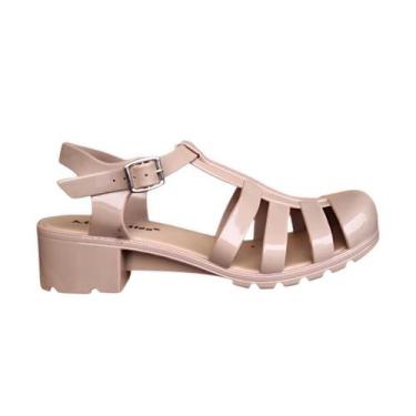 Imagem de Sandália Feminina Cristal Aranha Salto Tiras Miss Miss 232, Bege, 37